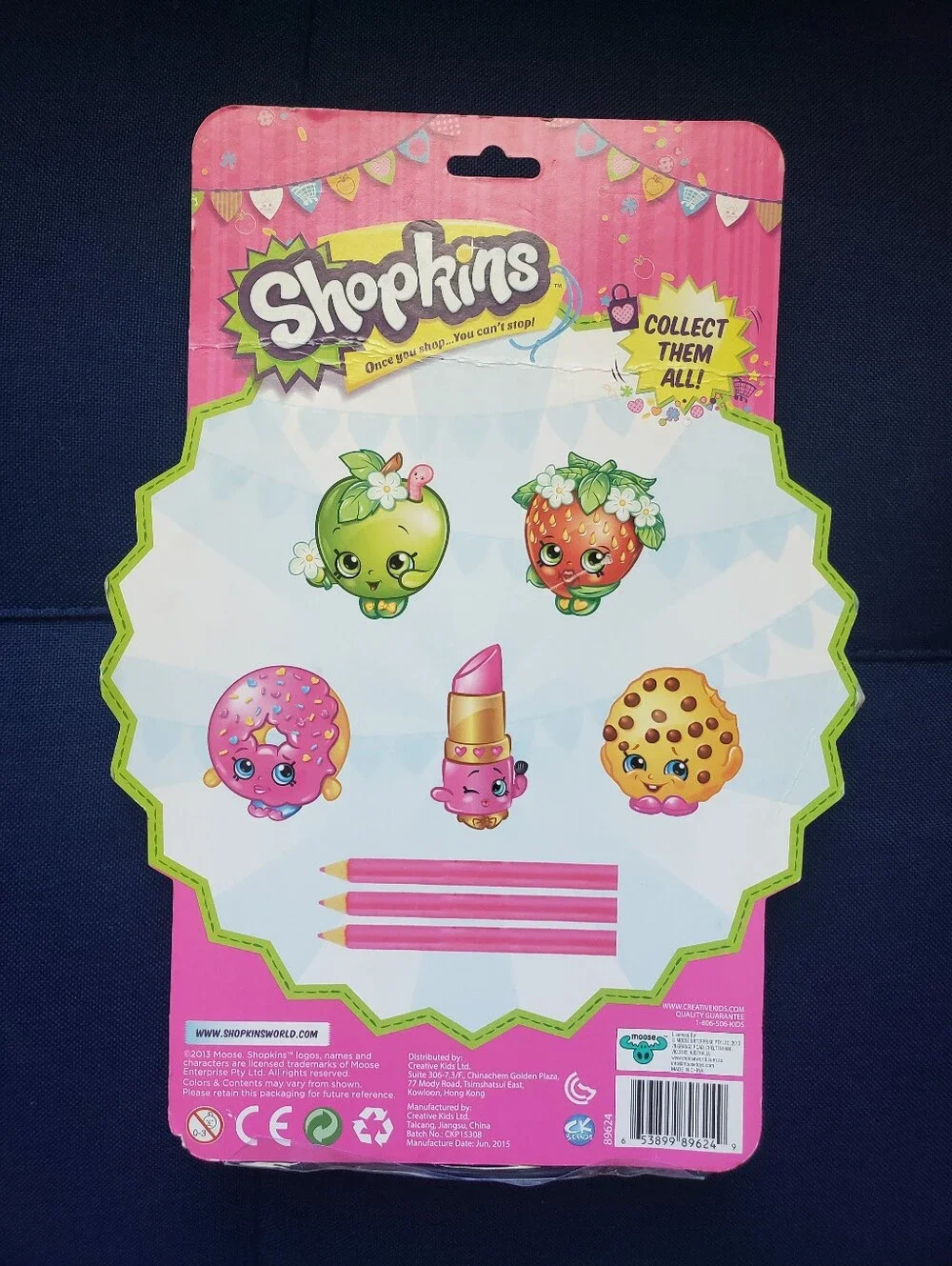 New Shopkins Pink Party Erasers with Mini Pencils NIB Set Collectible